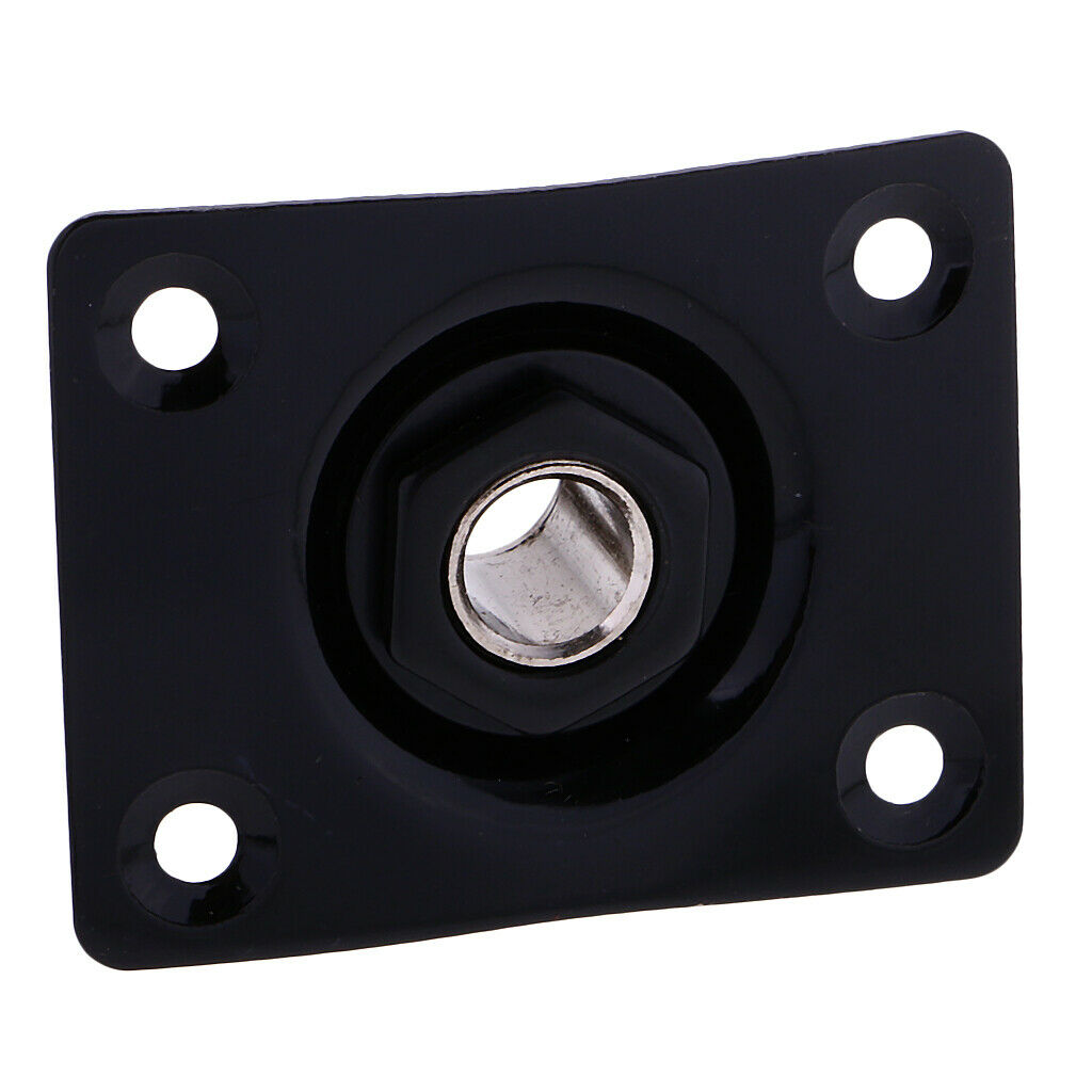 Rectangle Output Input Jack Plate Socket Plug for Electric Guitar Bass Black
