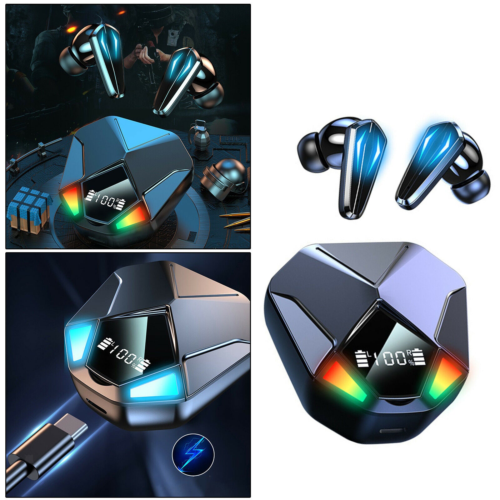 Bluetooth 5.1 Gaming Earbuds Low Latency Headset Touch Control Fitness