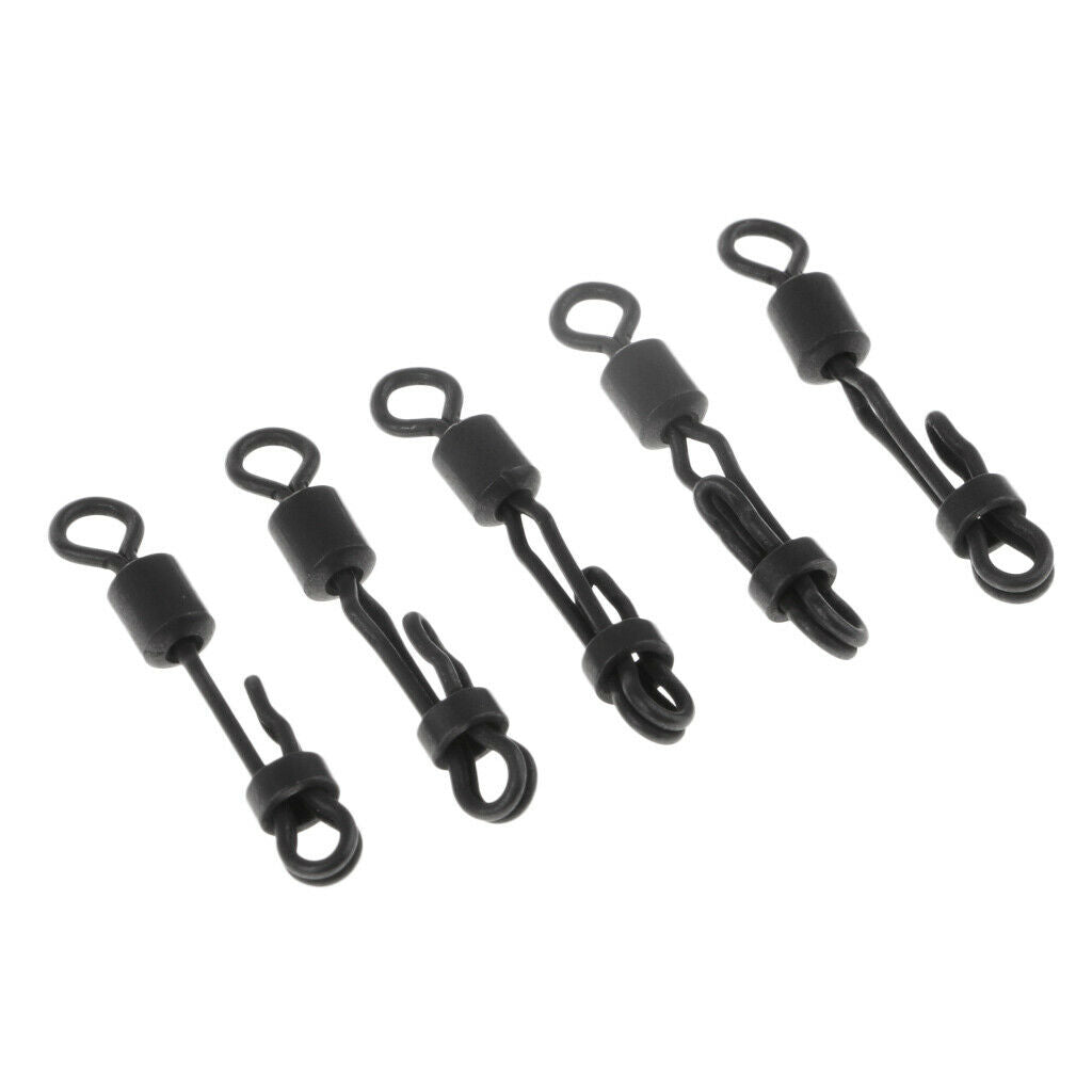 5pcs Quick Change Rolling Swivels Fishing Hooks Line Connectors Matt Black