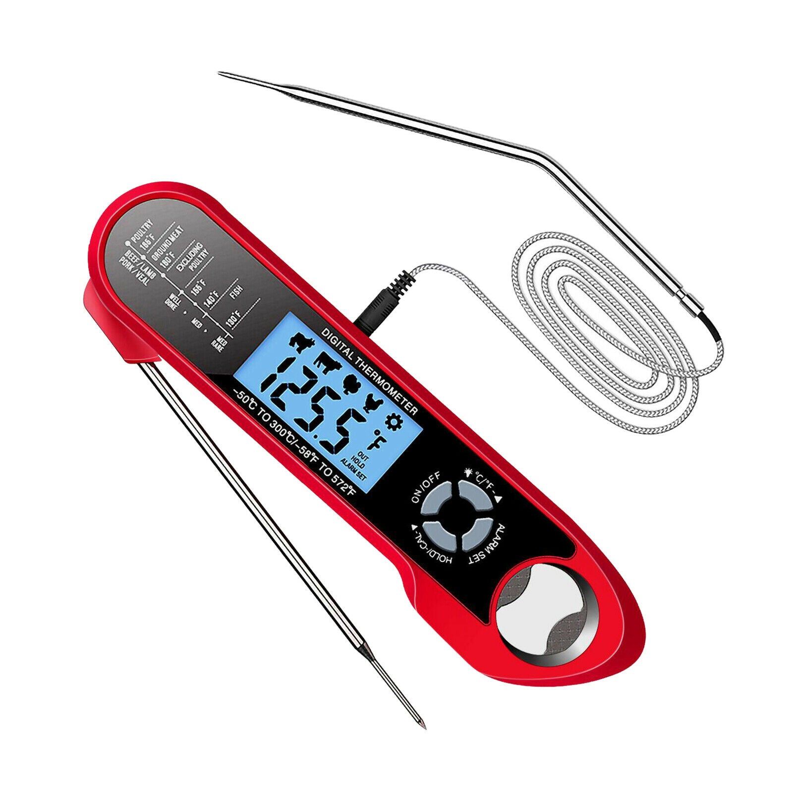 Meat Thermometer Instant Read with Foldable Dual Probes Oven Safe for Turkey