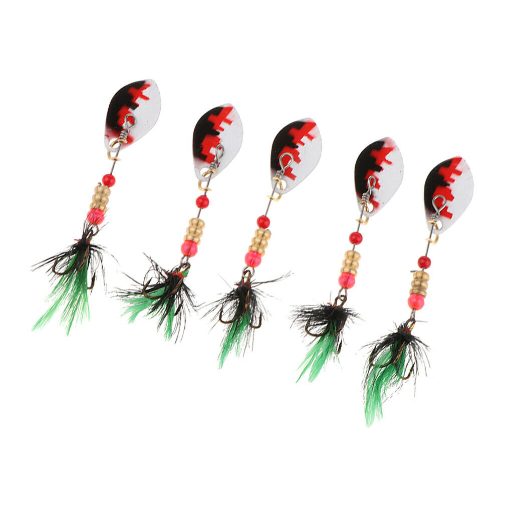 5 Pieces Fishing Lures Spoon Metal Jig Baits Spinner Baits A
