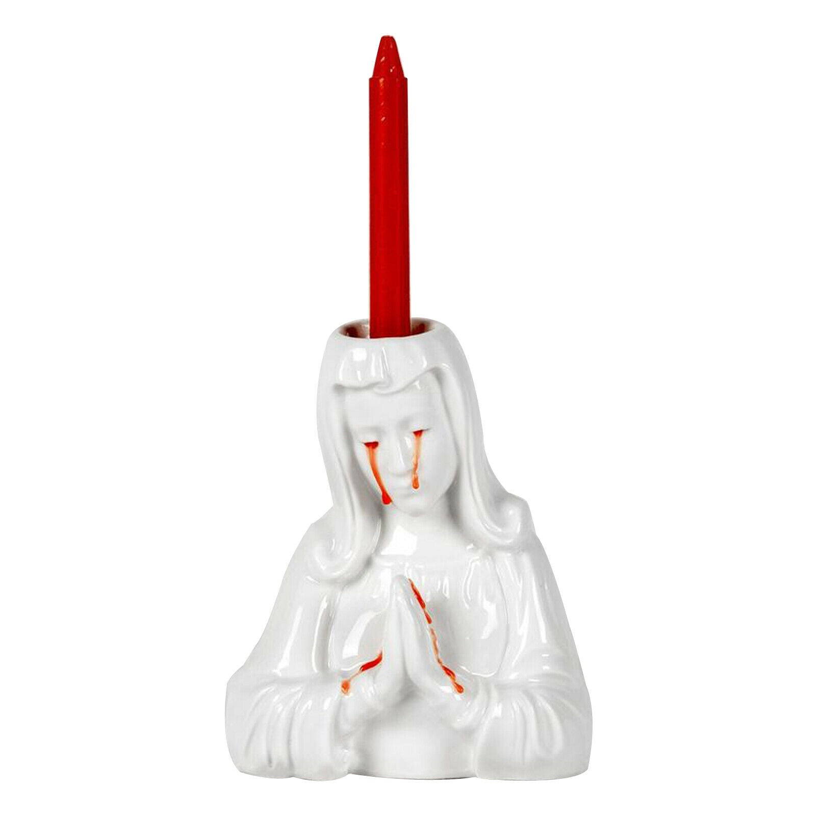 Crying Mary Taper Candle Holder Stand Candelabrum Dinner Halloween Decor