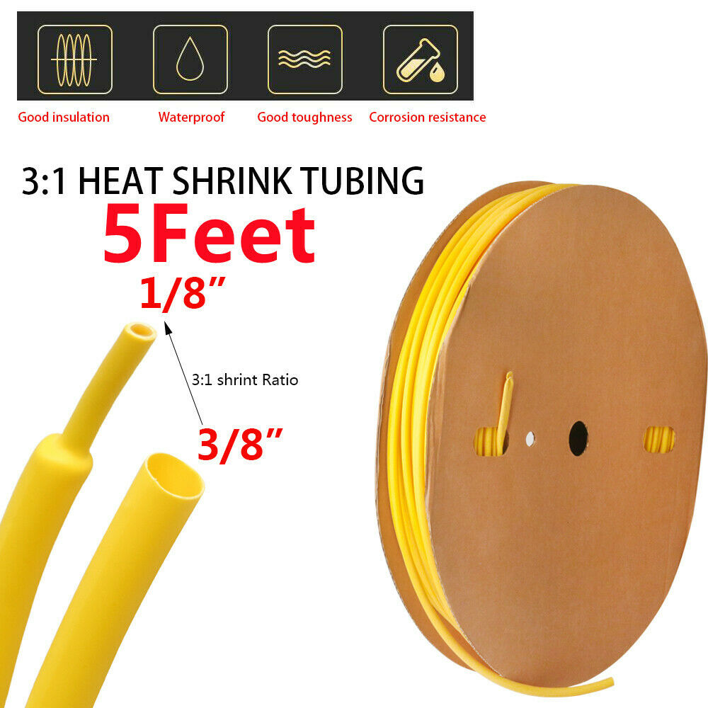 5ft 3/8" Yellow 3:1 Dual-Wall Adhesive Glue Lined Heat Shrink Tubing