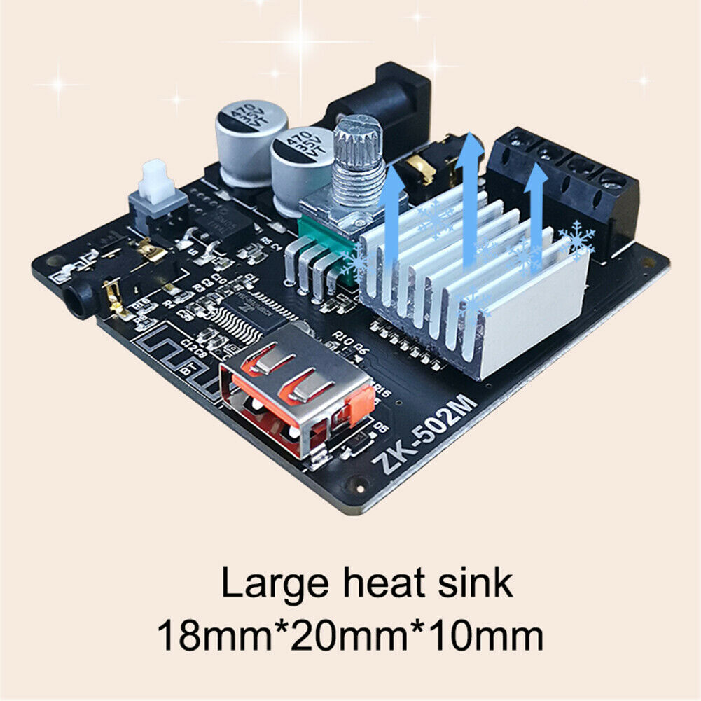Mini Bluetooth 5.0 Power Audio Amplifier Board Stereo Music Amplificad Module @