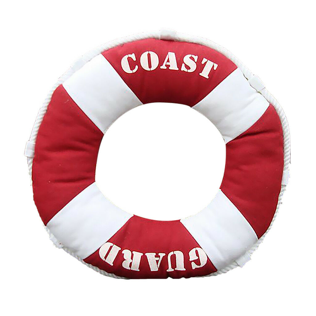 Life Buoy Mediterranean Coast Guard 40" Pillow Sofa Cushion Home Decor Red