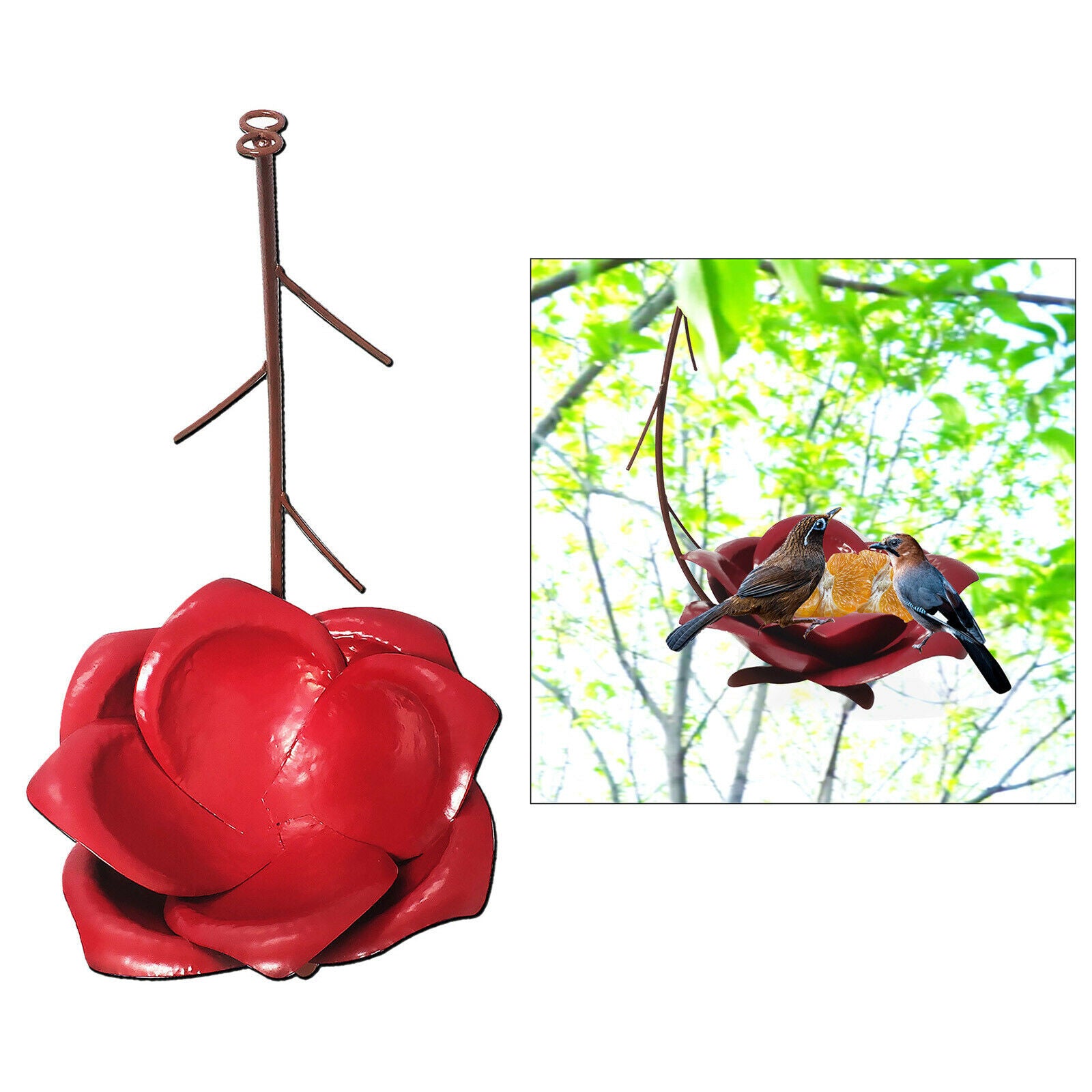 Iron Hanging Hummingbird Feeder Flower Bird Feeding Supplies Outside Decor