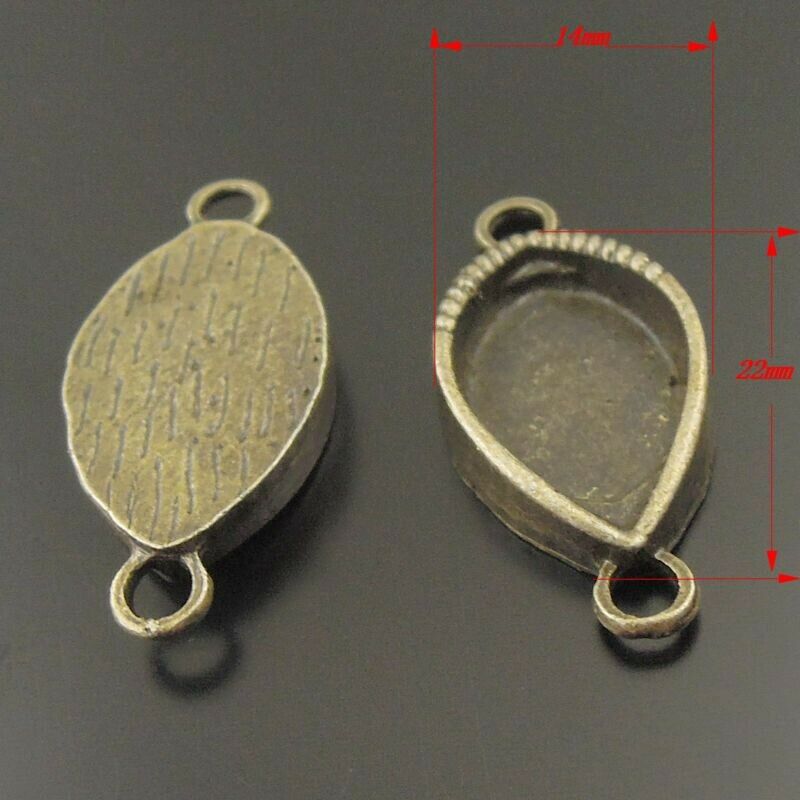 18 pcs Retro Bronze Alloy Base Setting Eye Shape Pendant Connector Inner 18x11mm