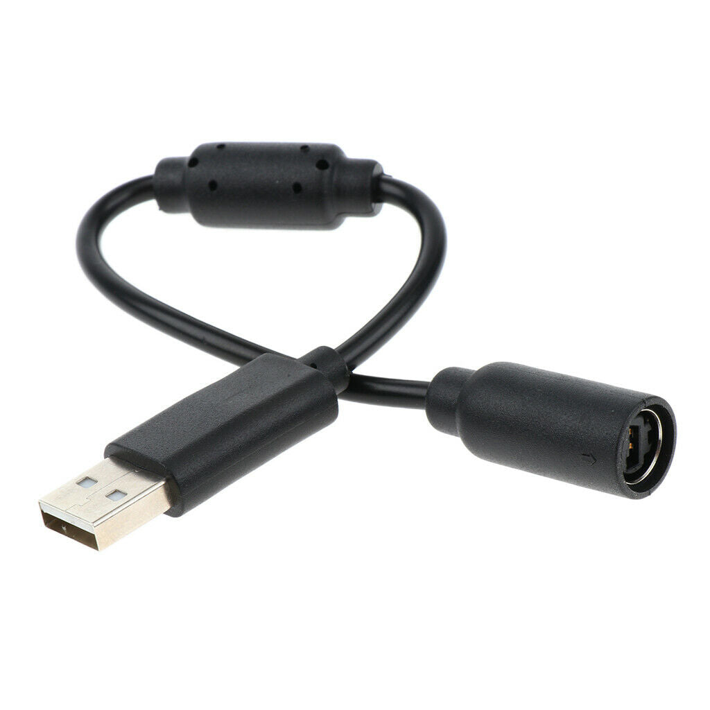 2X USB Converter Cable for Microsoft Xbox 360 Controller Breakaway Cord - Black