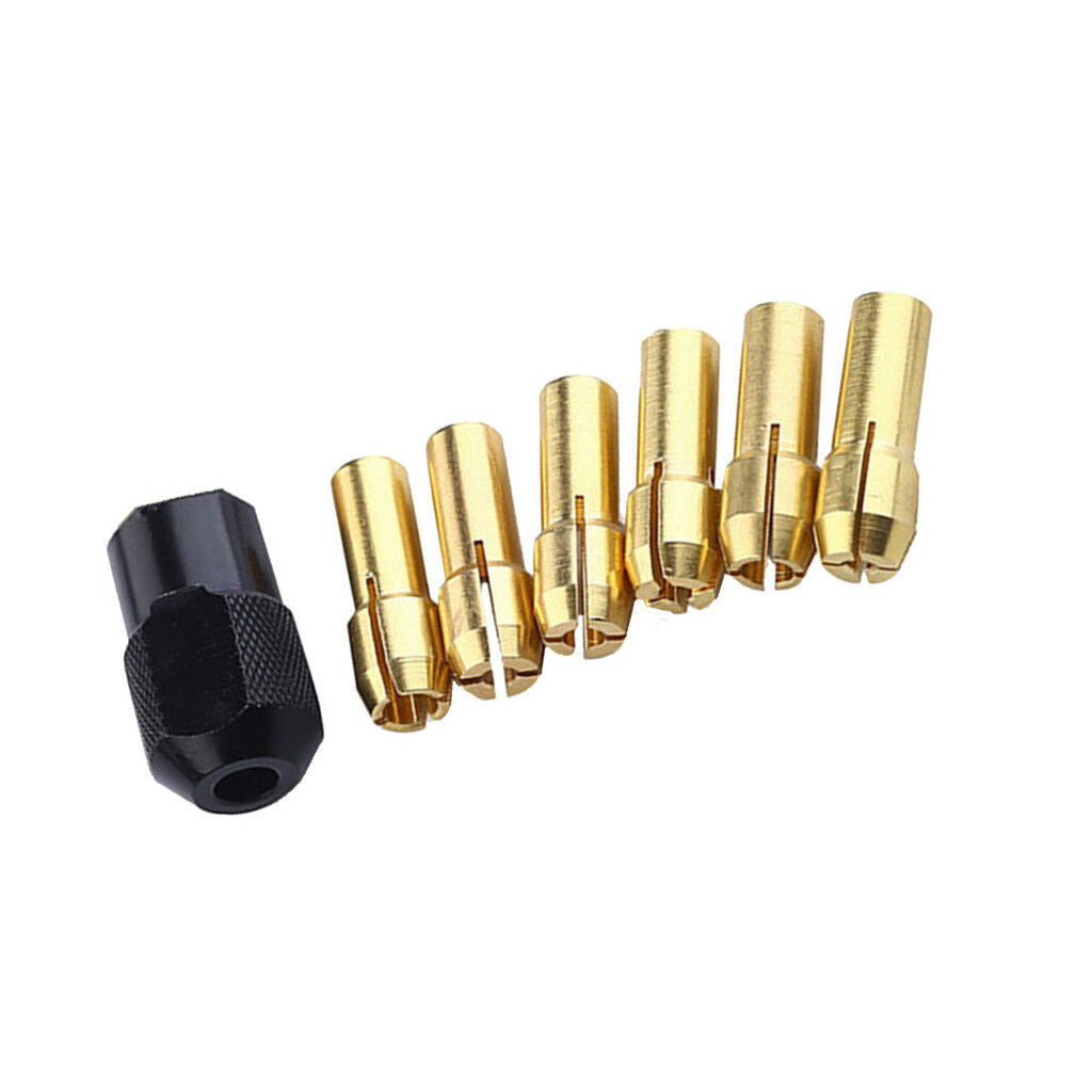Pack of 6pcs Brass Drill Bit Collet Mini Twist Drill Tool Chuck Set Adapter
