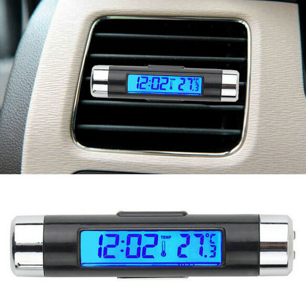 Backlight Mini Electronic Clock with Thermometer Digital LCD Display for Car Air