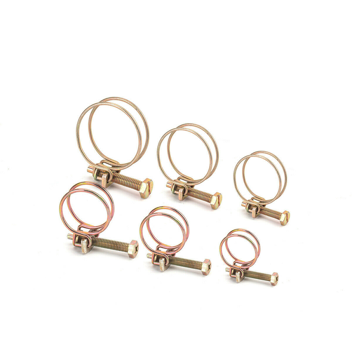52Pcs Set Hose Clamp Double Wire Pipe Clamp Screw Bolt Tight Joint Iron Wire