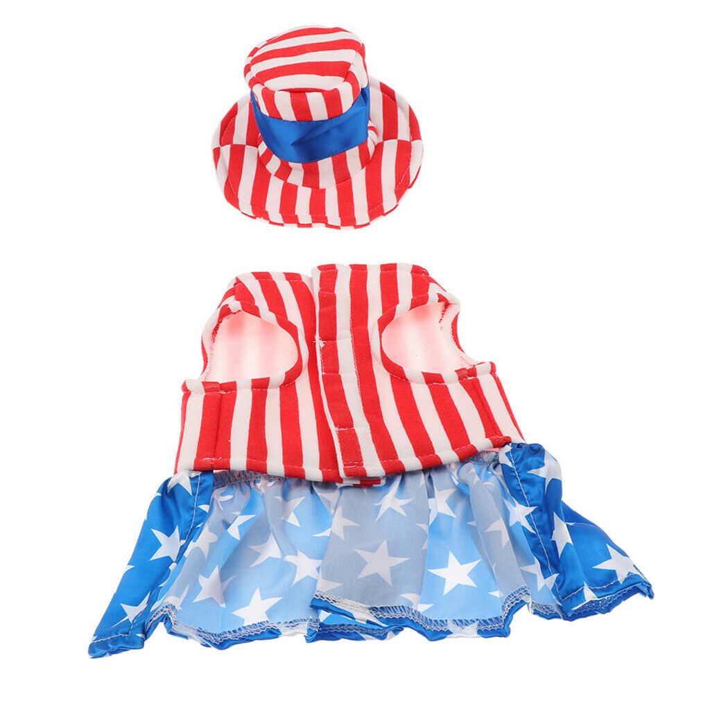 Pet Dog Cat American Flag Party Female Suit Costume Fancy Dress Outfit S