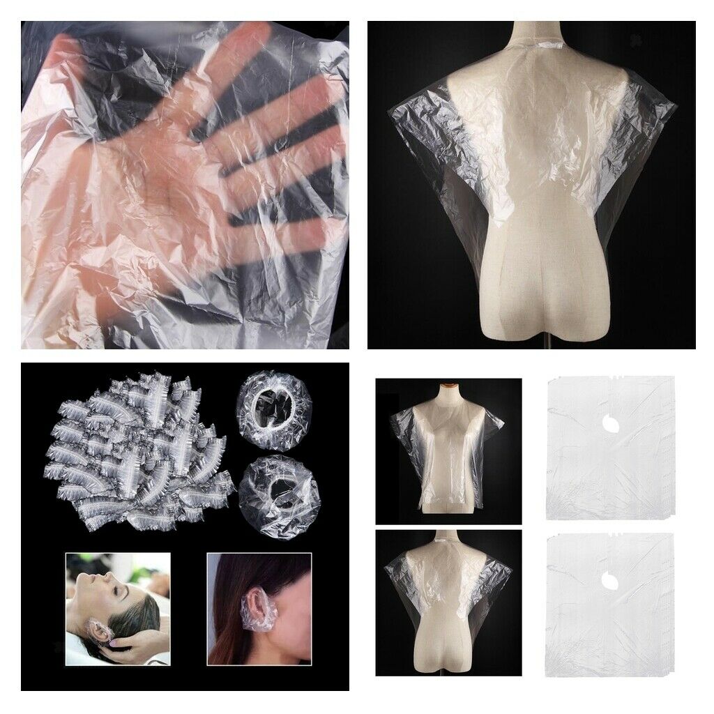 200Pcs Disposable Hair Cut Salon Gown Protect Stylist Capes + Ear Cover