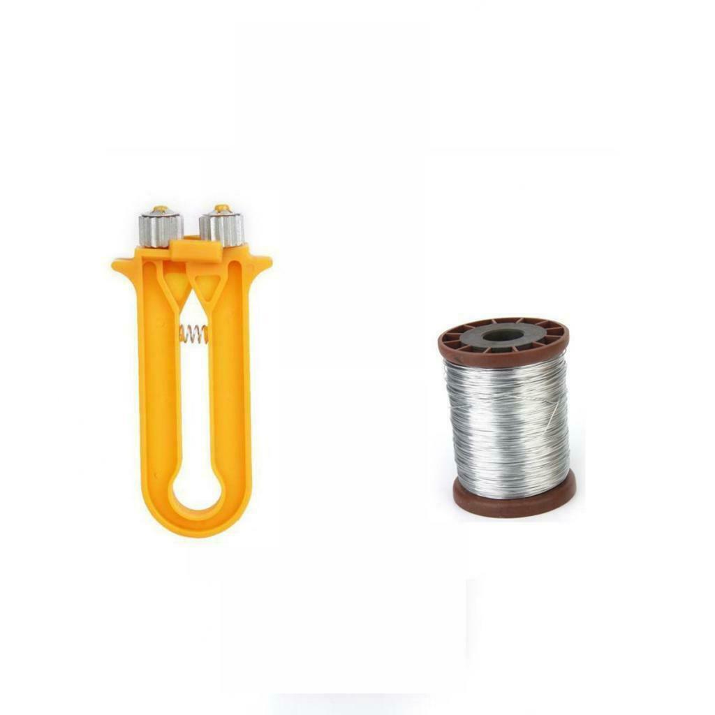 Orange Plastic Beekeeping Cable Tensioner Crimper Tool + 1 Roll Frame Wire Kit