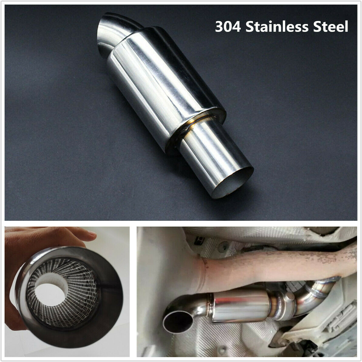 Stainless Steel Car Muffler Exhaust Pipe Tip Resonator 2.5 "inlet to 2.5" outlet