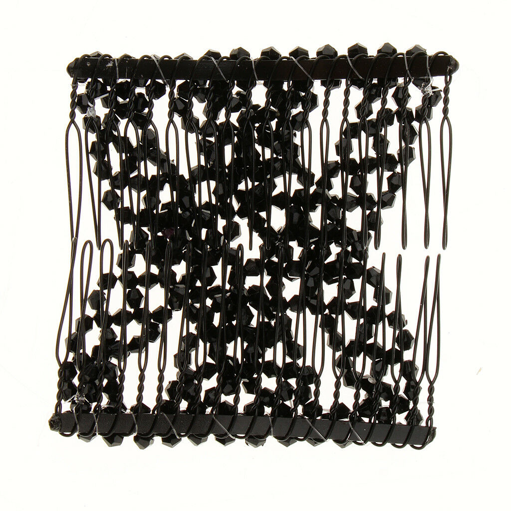 Black Beaded Magic Hair Combs Beads Double Hair Clips for Thick Hair