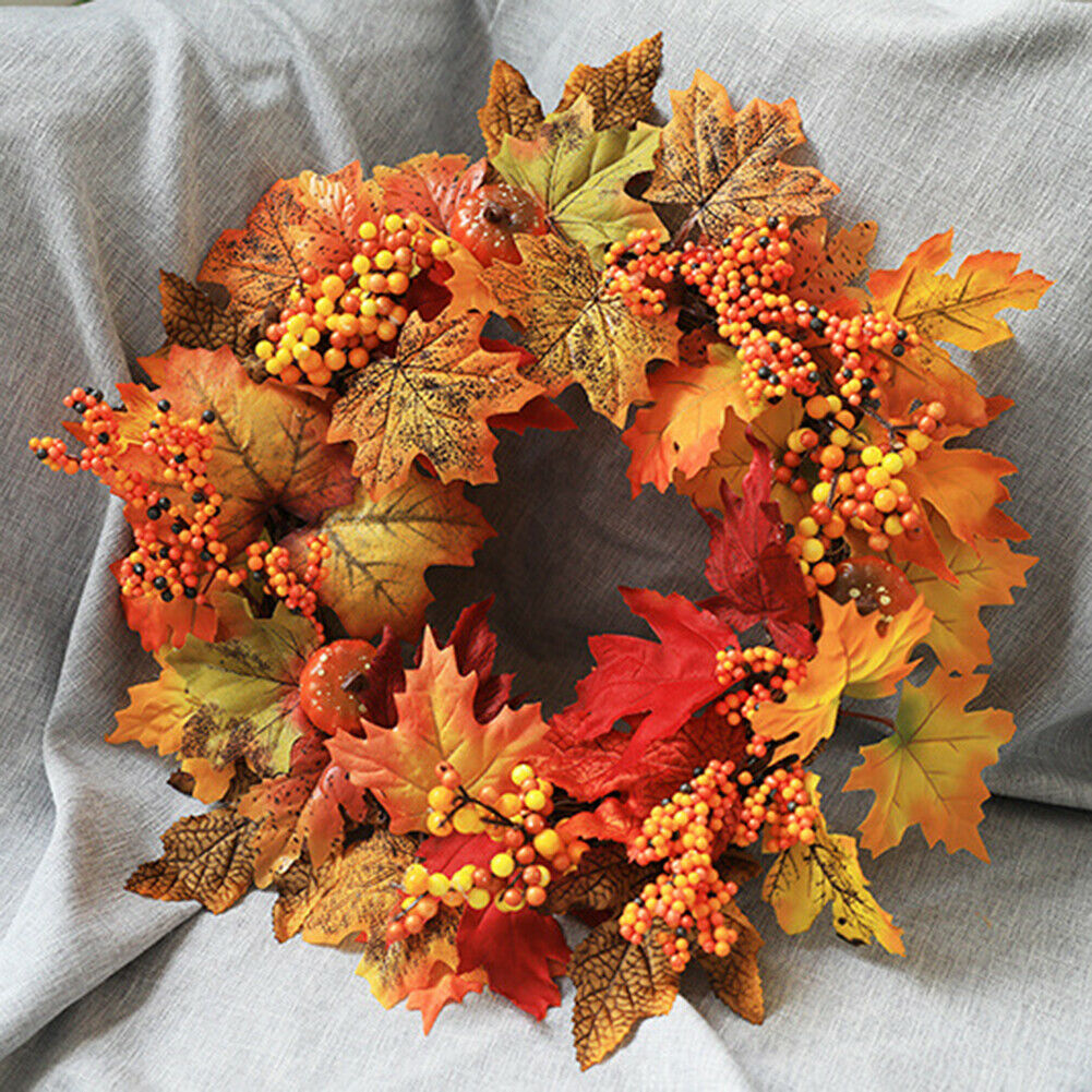 Halloween Maple Leaf Wreath Door Decor Hanging Pendant Simulation Garland @
