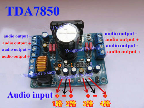 TDA7850 Car Audio Power Amplifier Board Stereo 4x 50W with BA3121 Denoiser 12V