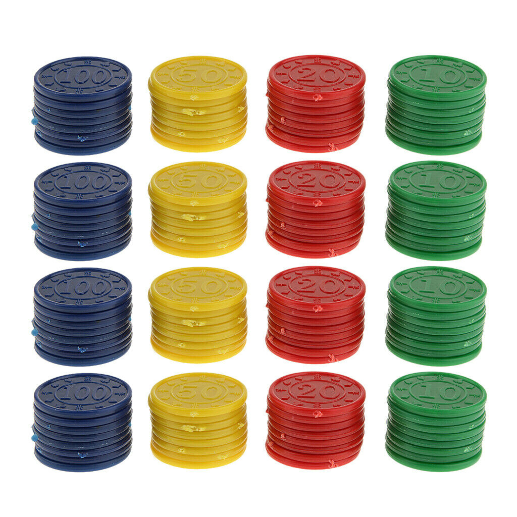 Set of 128, Numbered Poker Chips Game Tokens Bulk 1-1/5 inch 10 20 50 100