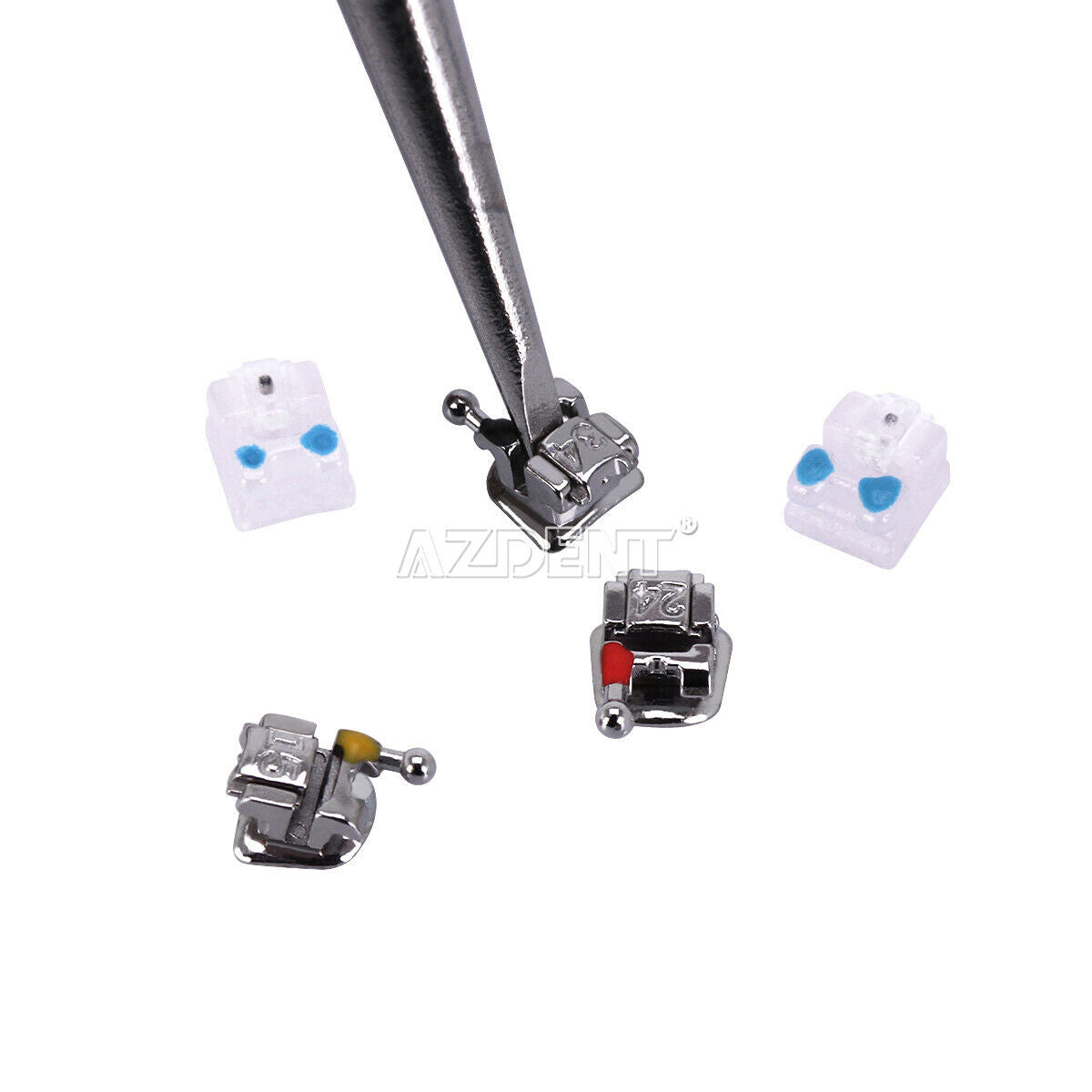 Dental Ortho Self-Ligating Ceramic Brackets U/L 4,5 Metal MBT 0.022 Hooks 3 4 5
