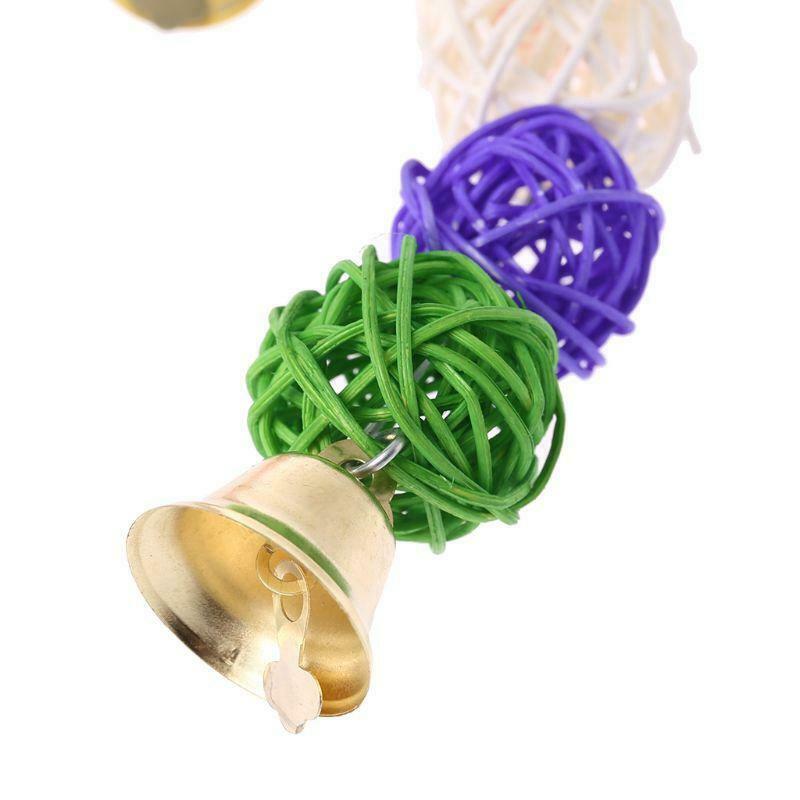 Bird Parrot Chew Toys Bite Rattan Teeth Grinding Ball Bell Attractive Parakeet