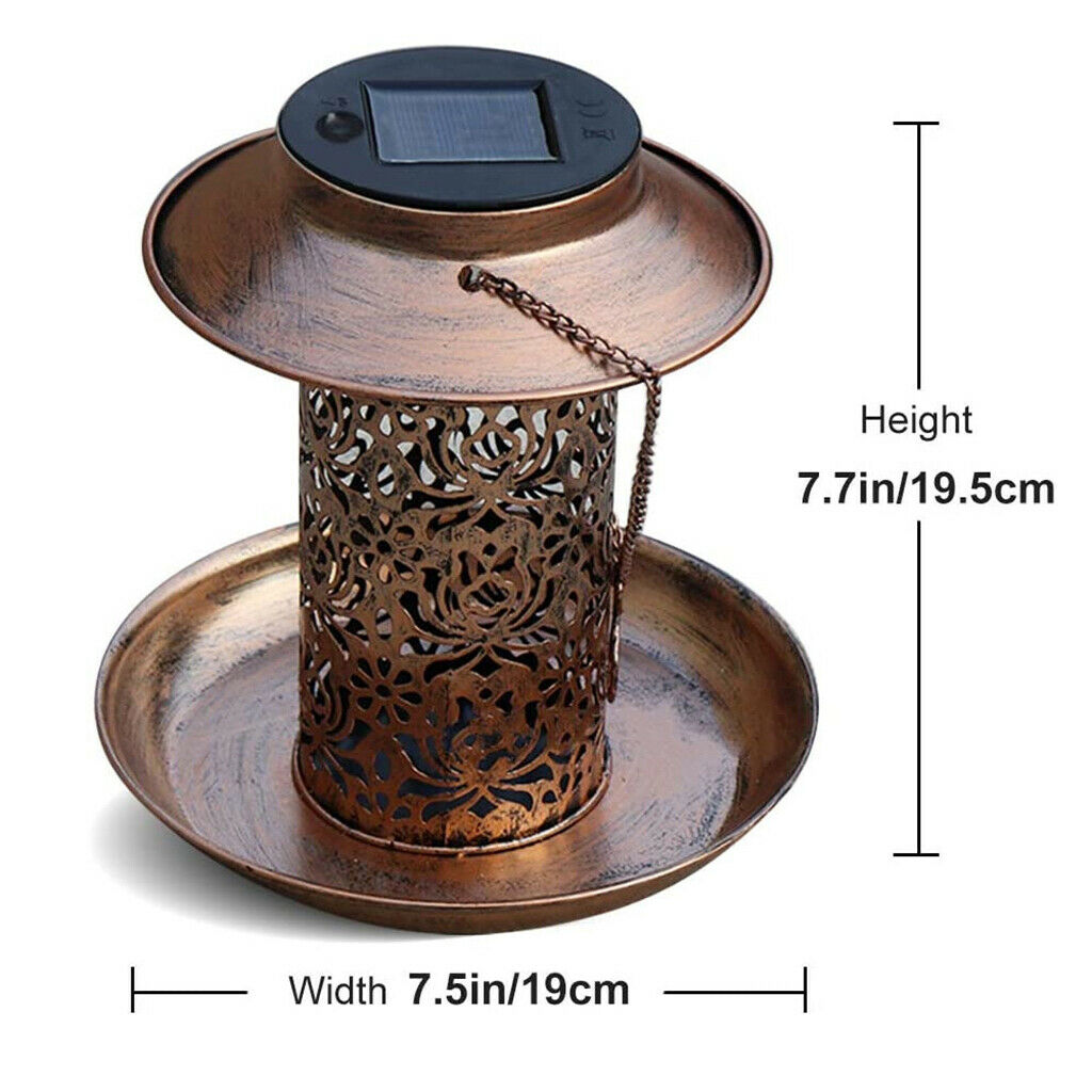 Solar Bird Feeder Hanging Feeding Station Garden Lamp Patio Backyard Gifts