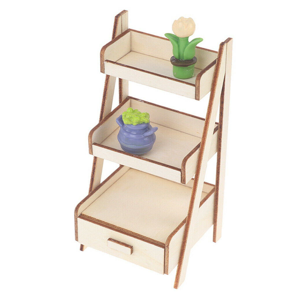 1/12 Scale Mini 3-Layers Shelf Flower Stand Simulation Supplies Ornaments