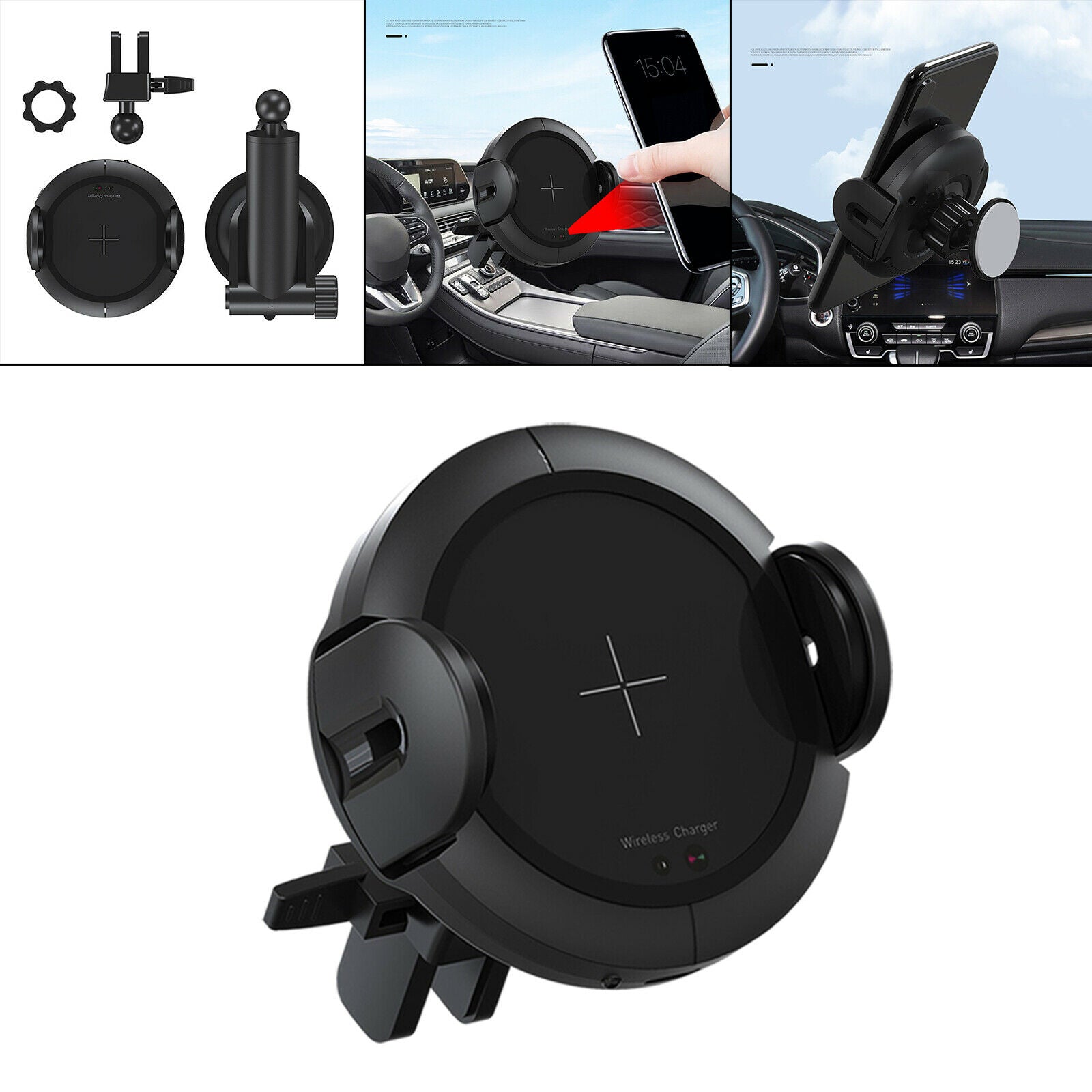 Phone Holder 15W Automatic Clamping Wireless Car Charger Fast Charging