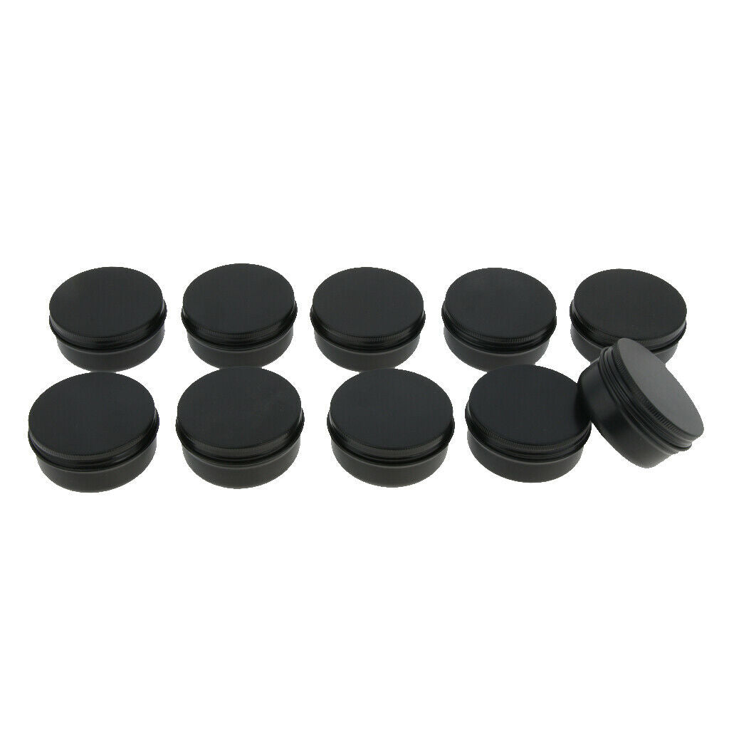 10x 30g Tin Jars Screw Top Cosmetic Container Tins Candle Containers Black