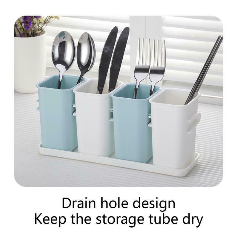 Kitchen Plastic Utensil Holder Flatware Silverware Cutlery Caddy Organizer Rack
