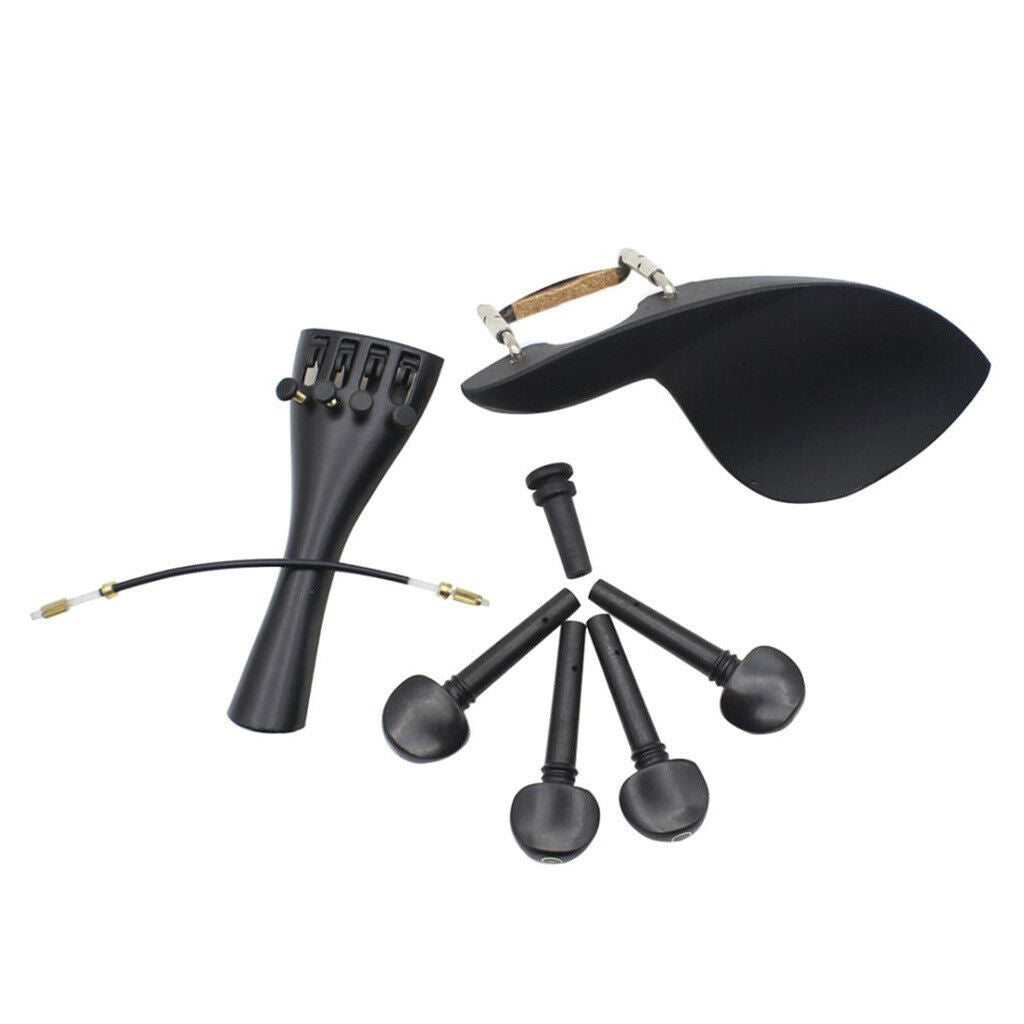 Ebony Violin Chinrest Screws Tuning Pegs Tailpiece Tail Nail for 4/4 Violin