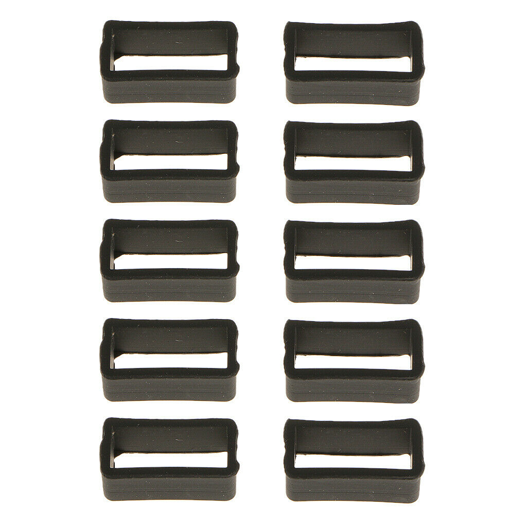 10Pcs Black Rubber Replacement Keeper Loops  Strap End Holder 18mm