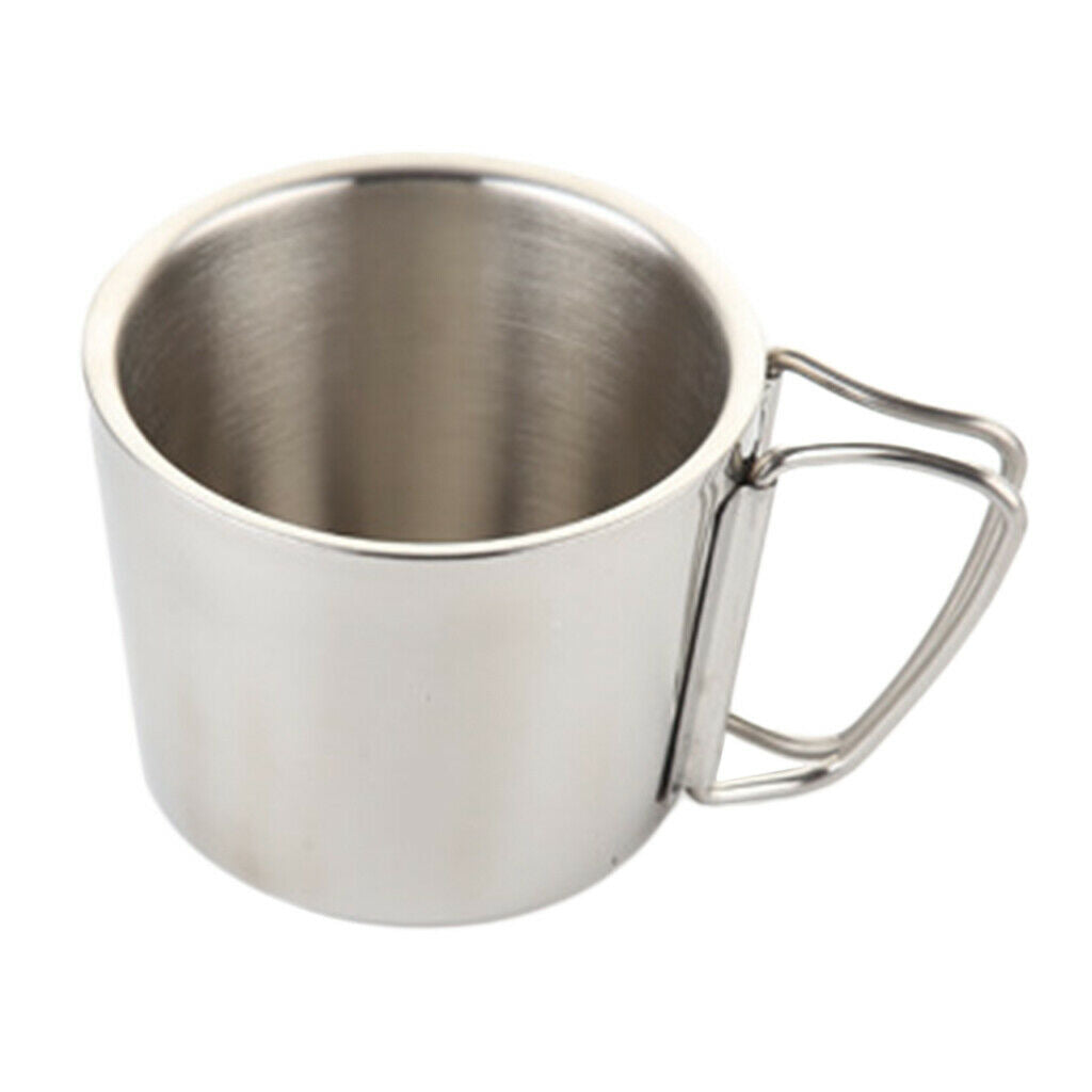 2Pcs Stainless Steel Mugs Metal Coffee Tea Cup Mug Cups Handles