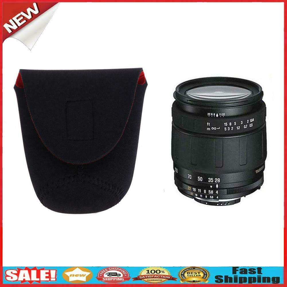 Neoprene DSLR Camera Lens Soft Protector Pouch Bag Case Set S New Black+Red @
