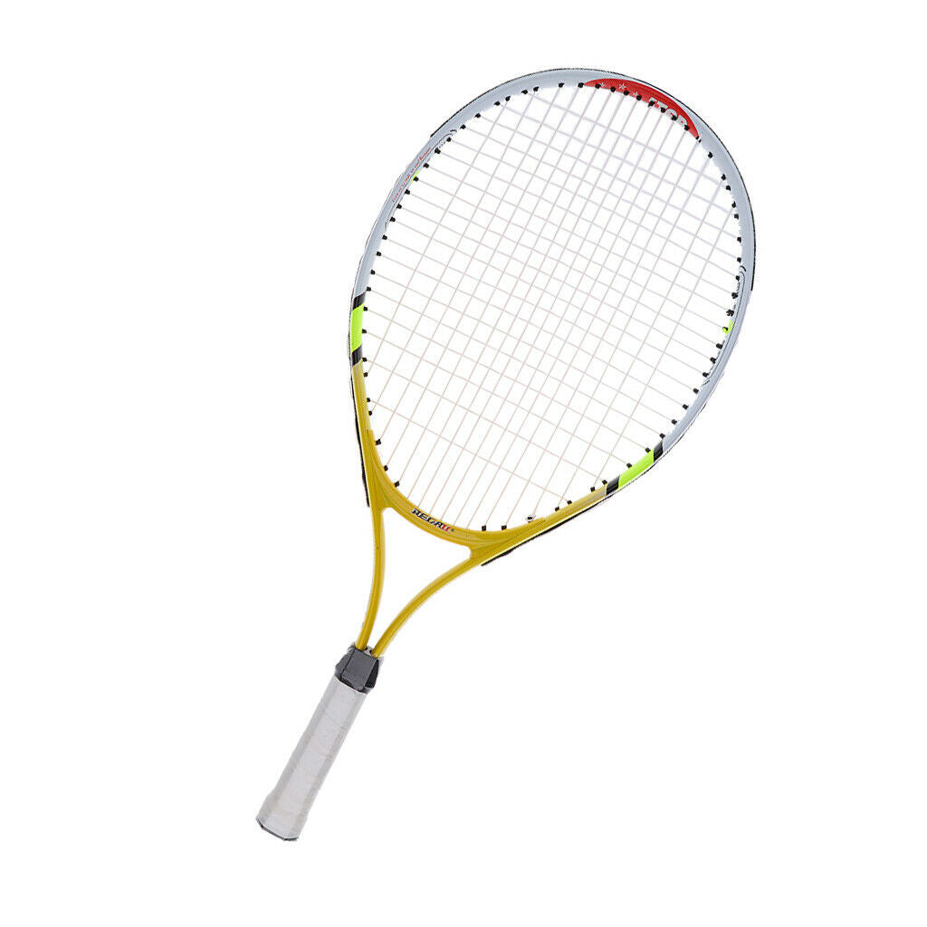 Aluminium Alloy Kids Junior Tennis Racquet Training Racket with Cover Yellow