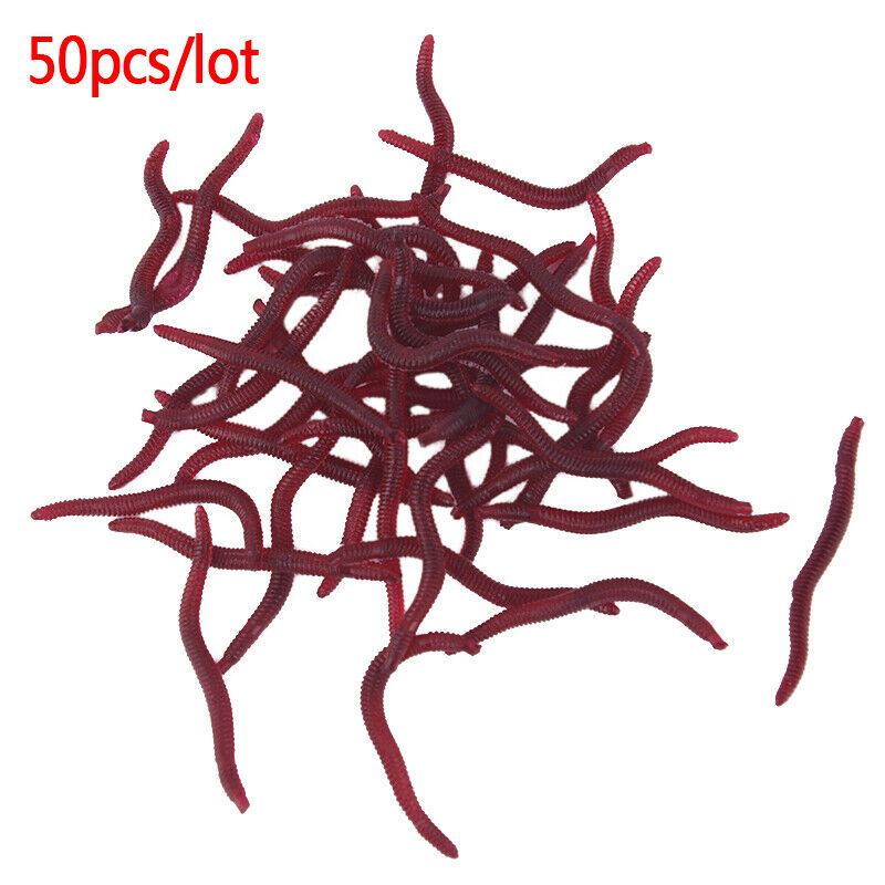 50X Soft Lure Fishing Simulation Earthworm Red Artificial Fishing L laJ Kt