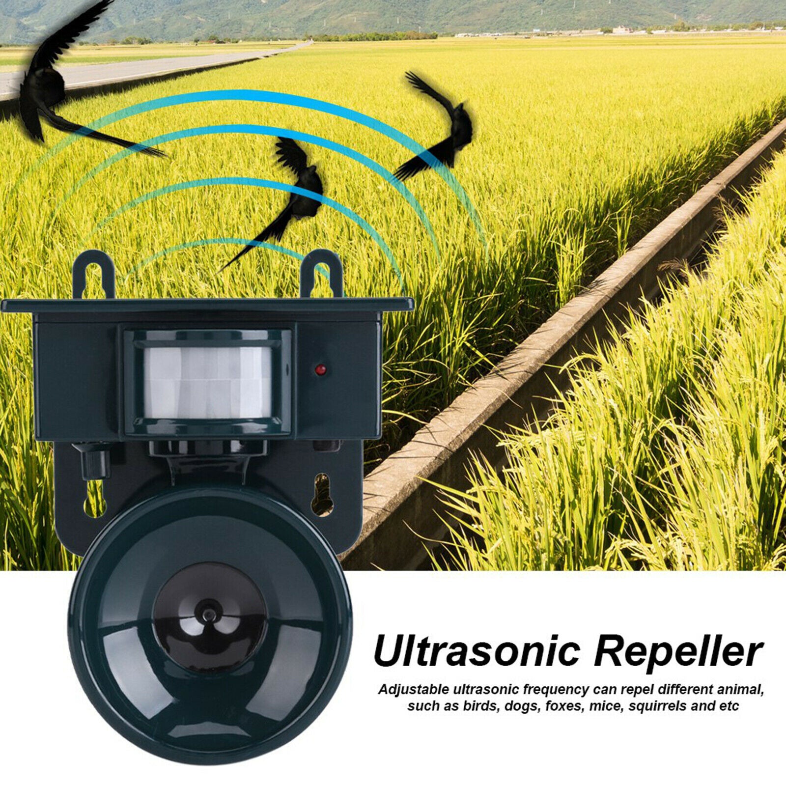 Solar Ultrasonic Repeller Motion Sensor Detector Pest Mice Animal Repellent