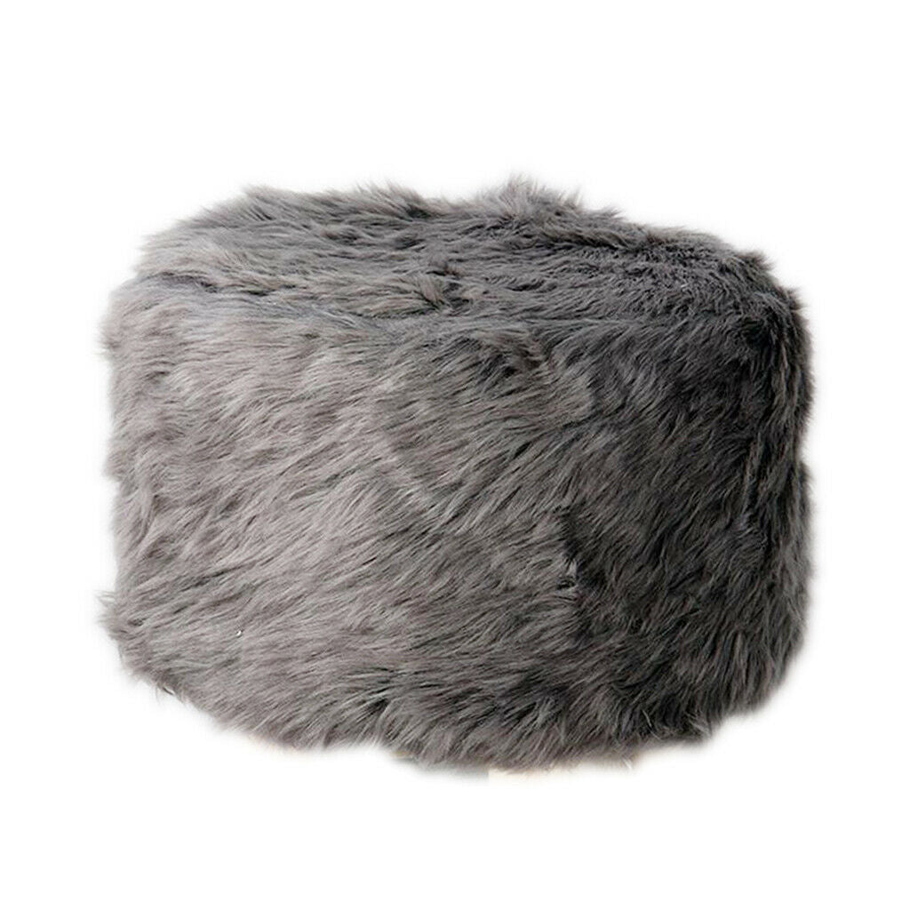 2pcs 40cm Diameter Soft Furry Round Footstool Cover Kids Little Stool Chair