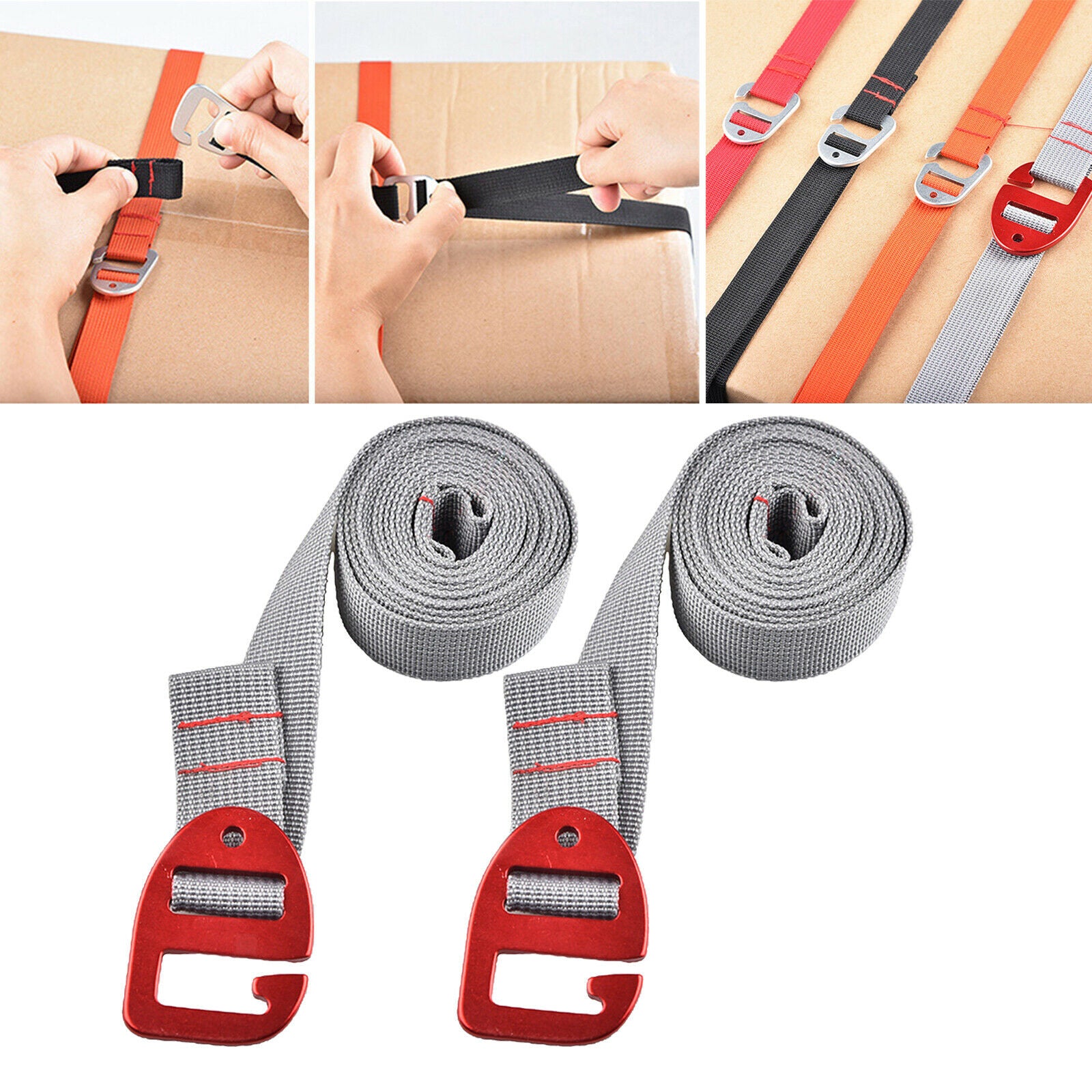 Luggage Strap Suitcase Packing Belt Flat Bungee Cord Lashing Straps 2m,Grey