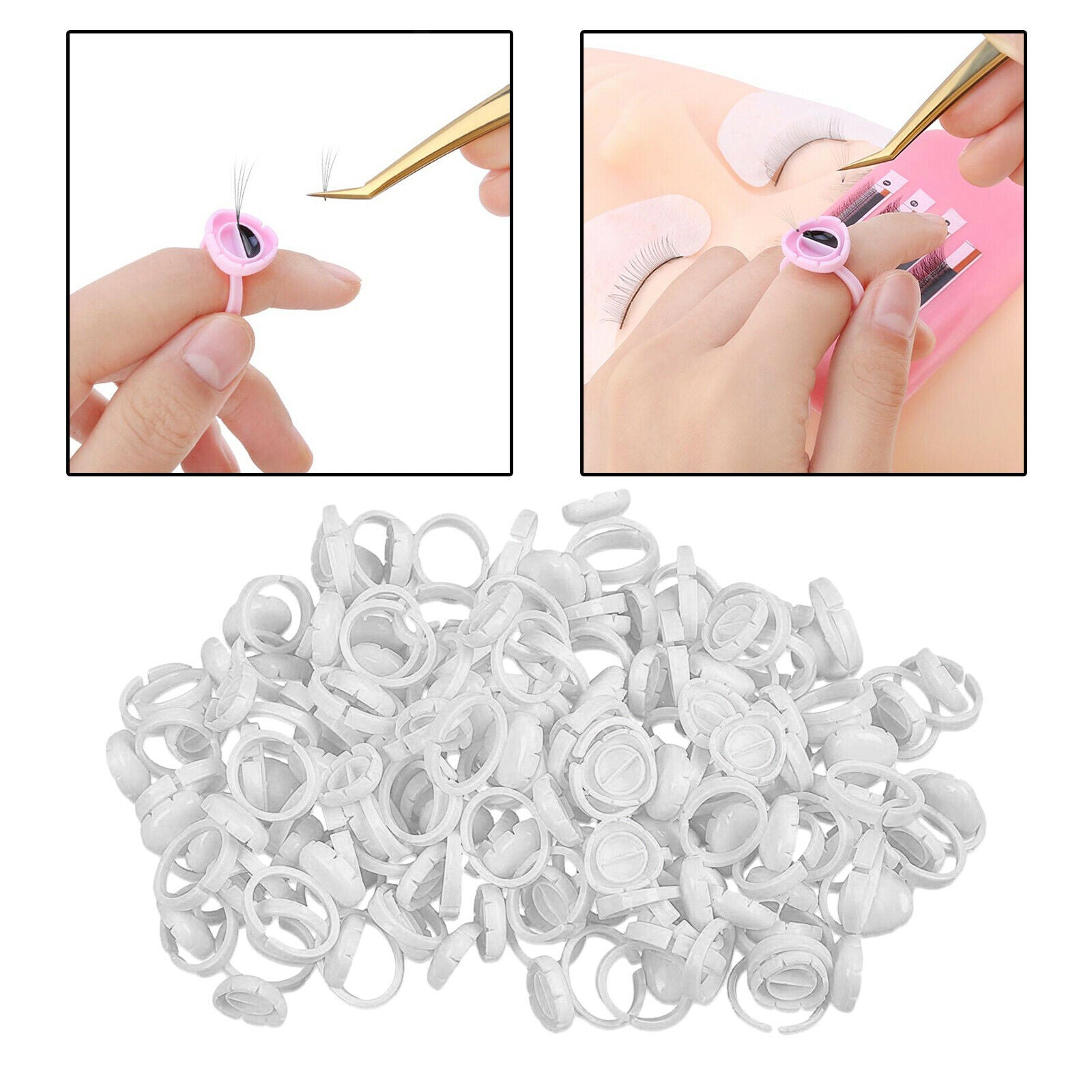 Eyelash Extension Rings Lash Glue Cup Glue Rings Makeup Supplies Tools White