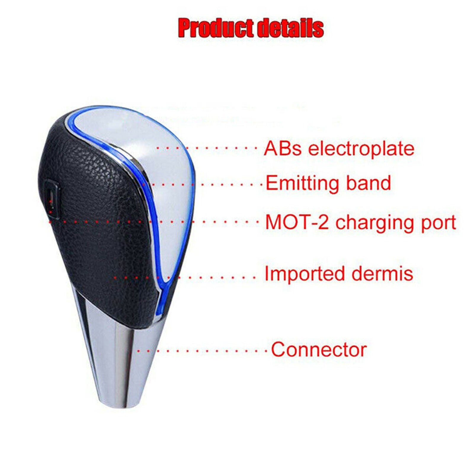 Car Gear Shift Knob Head LED Light Touch Activated Sensor USB Charging Handle