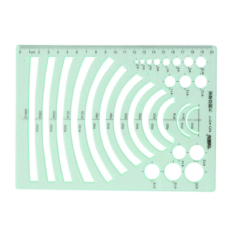 Green Plastic Students Rectangle Shape Drawing Circle Template Geometric R.l8