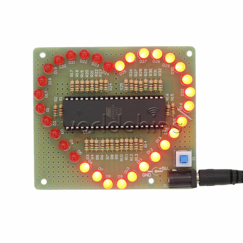 Red DIY Kit Love Heart shaped LED Light Water Electronic Suite Set Gift