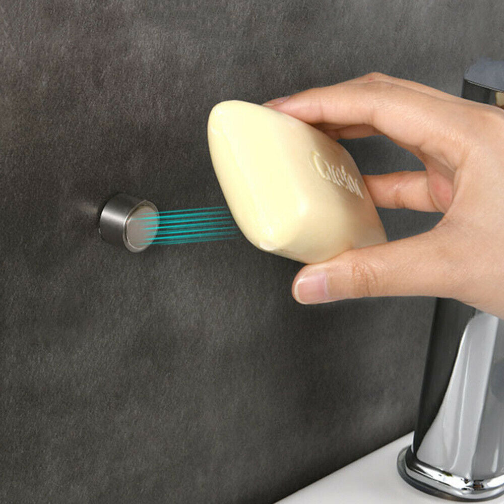 Magnetic Soap Dish Holder Buckle Stainless Steel Rack Hook Organizer Accessories