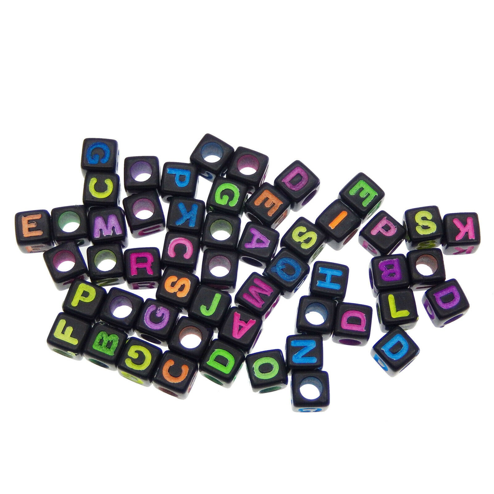 200PCS 6mm Assorted Acrylic 26 Alphabet Letter Cube Beads Jewelry DIY Findings