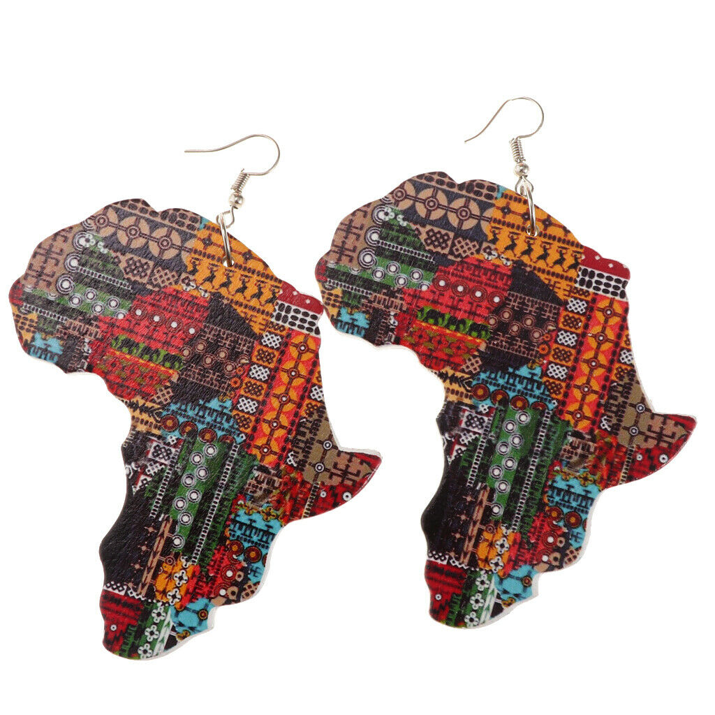 Punk Rock Africa Map African Womens Ladies Hiphop Dangle Earrings Fish Hook