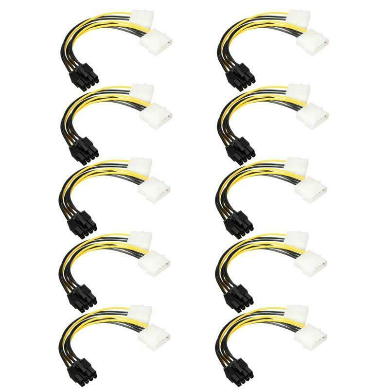 10Pieces 20cm 8Pin to Dual 4Pin Video Card Power Cord Graphics Power Cables Kit