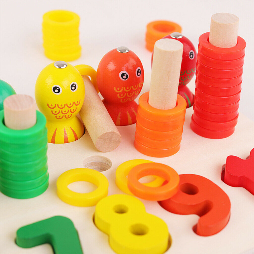 Wooden Math Fishing Toys Preschool Education Aids Toys for Children Kids