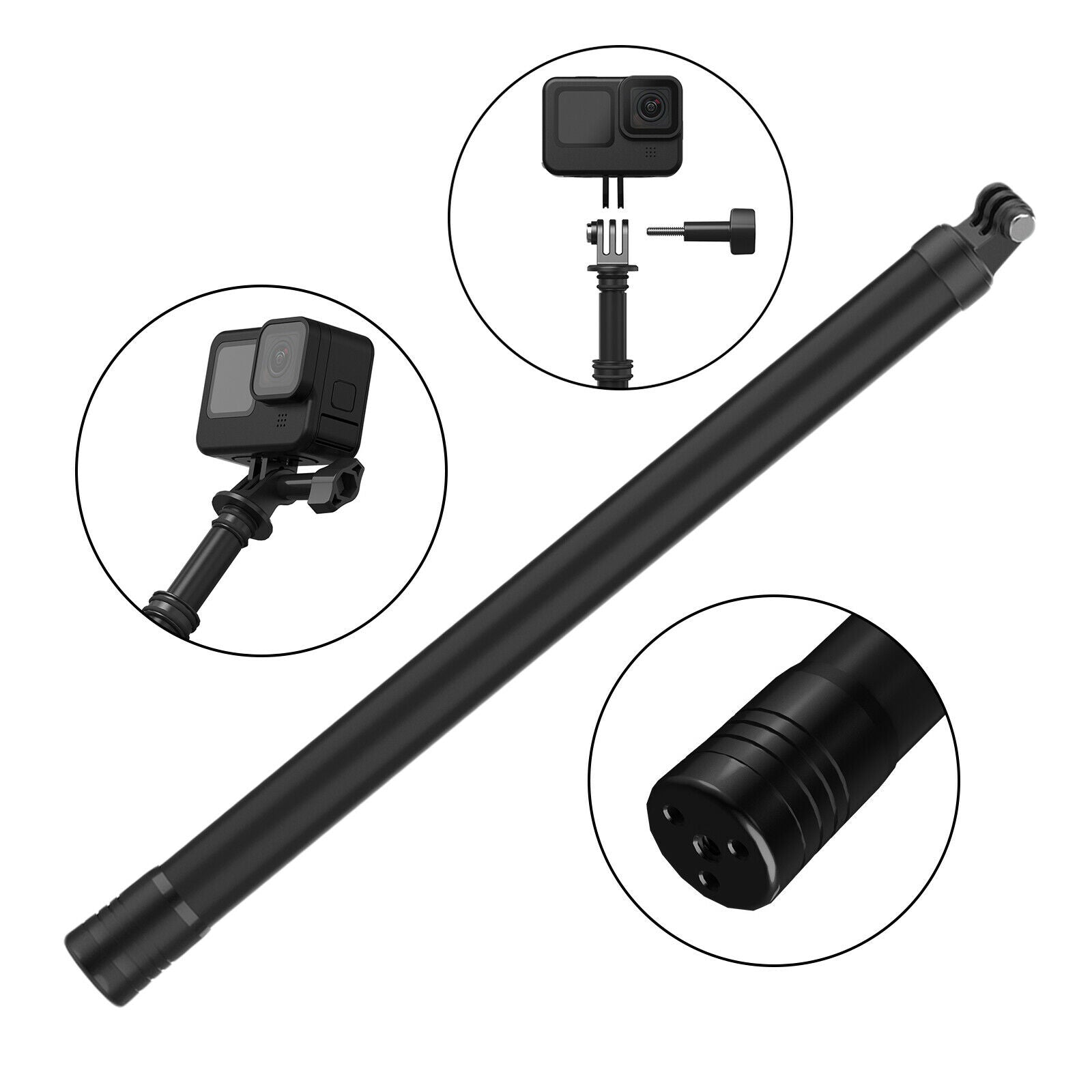 9.8ft Handheld Extendable Monopod Pole Selfie Stick for GoPro Hero Easy Use