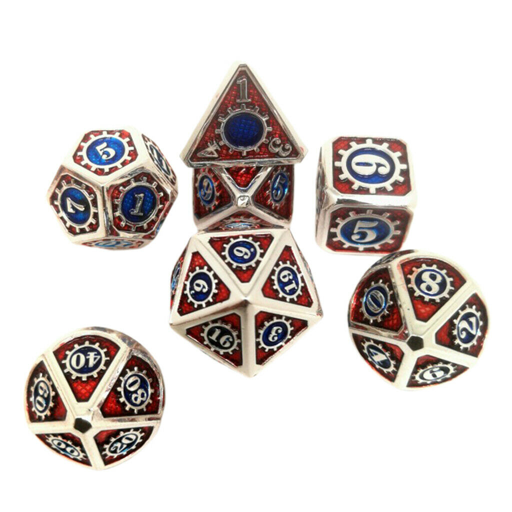 7x Polyhedral Metal Dice for Dragon Scales DnD D&D RPG Board Games Dices 24
